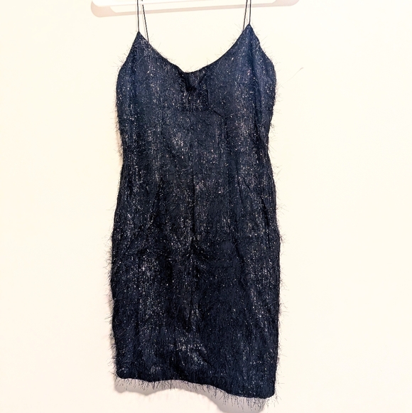 Aidan Mattox Dresses & Skirts - Aidan Mattox LBD Black Sparkle Fringe Slip Mini Dress Size 0